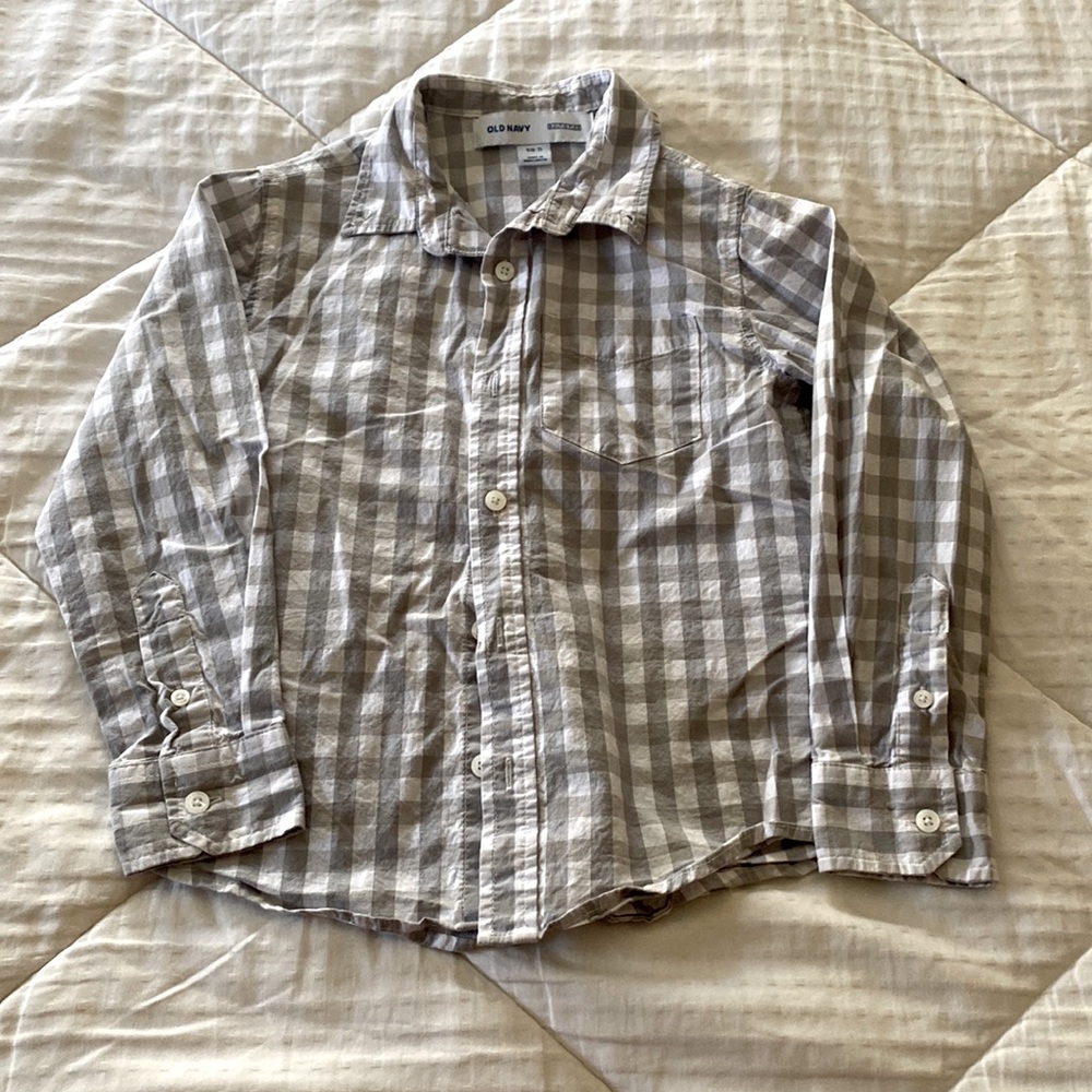 Gray and White Plaid Shirt